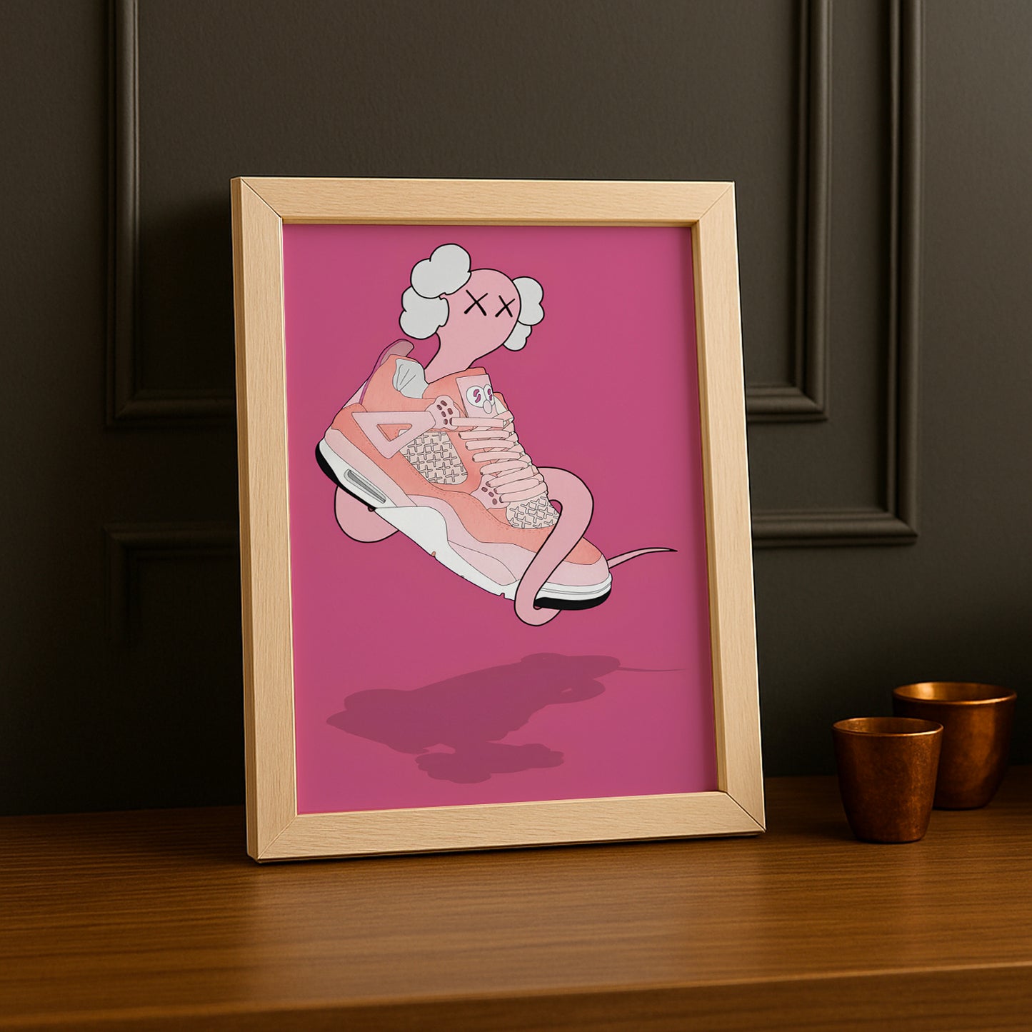 Cadre photo Air Jordan 1 Kaws Rose