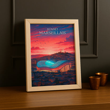 Poster encadrée Olympique de Marseille - Sunset Marseillais