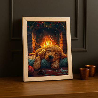 Cadre Photo Chien - Cheminée