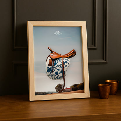 Cadre photo Hermès - Selle de Cheval bleu