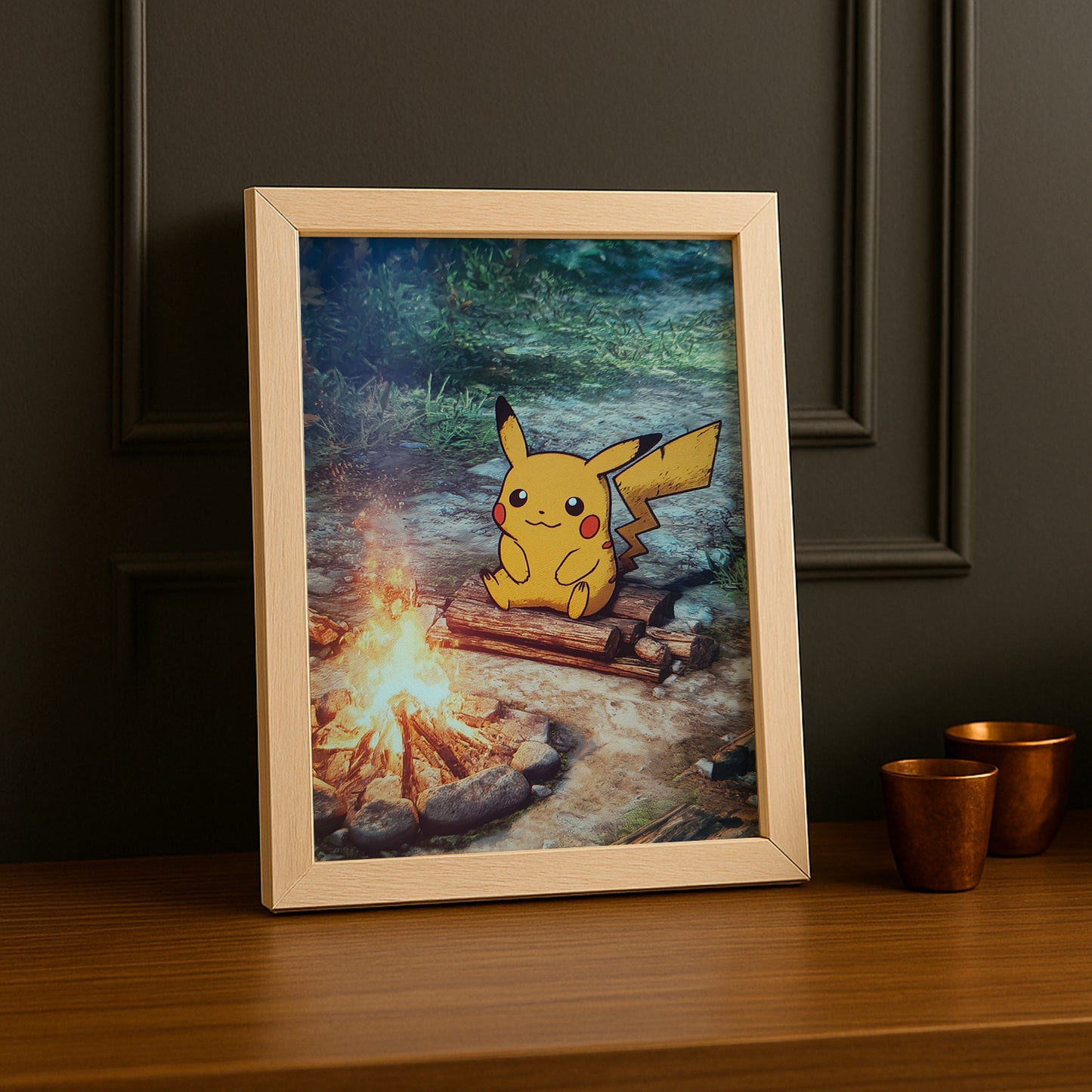 Cadre Photo Pokémon - Pikachu Feu de Camp