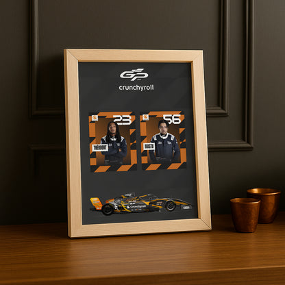 Cadre Photo GP Explorer Mastu x Théodort x Crunchyroll – L’Alliance Parfaite entre Vitesse, Passion et Culture Anime