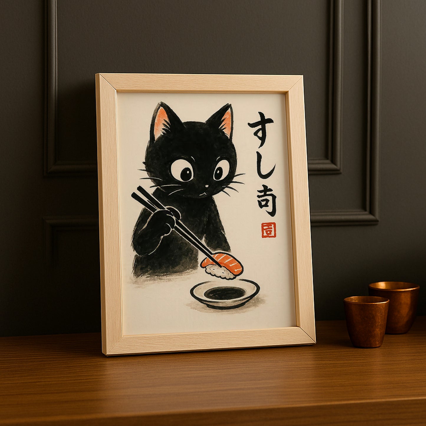 Cadre Photo Chat - Sushi