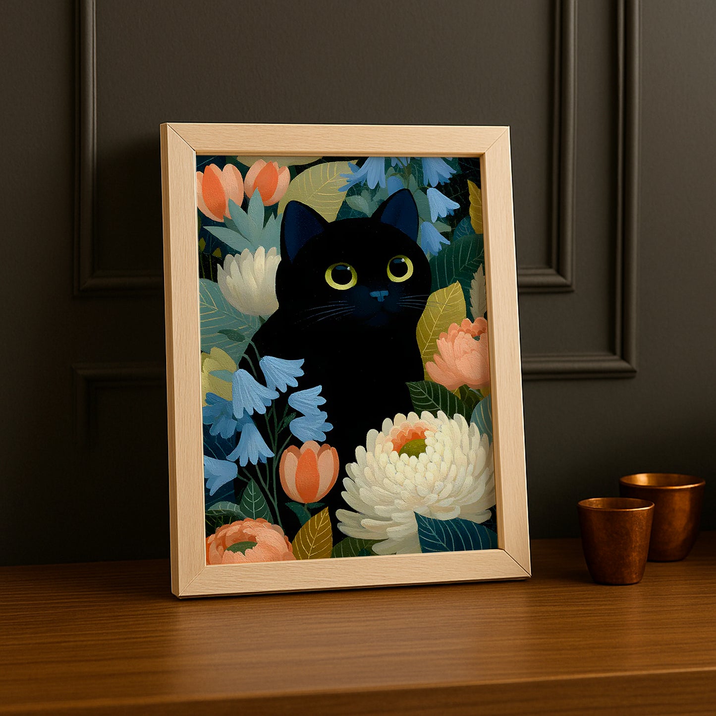 Cadre Photo Chat - Illustration d'un chat noir