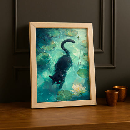 Cadre Photo Chat - Chat dans un lac