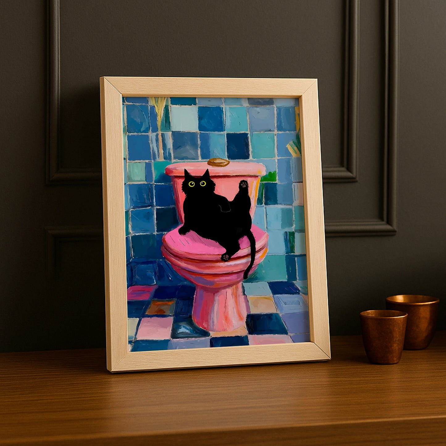 Cadre Photo Chat - Cuvette rose