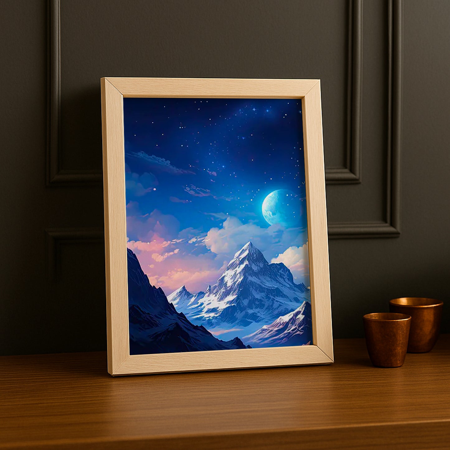 Poster Photo Naturel - Dessin de montagnes