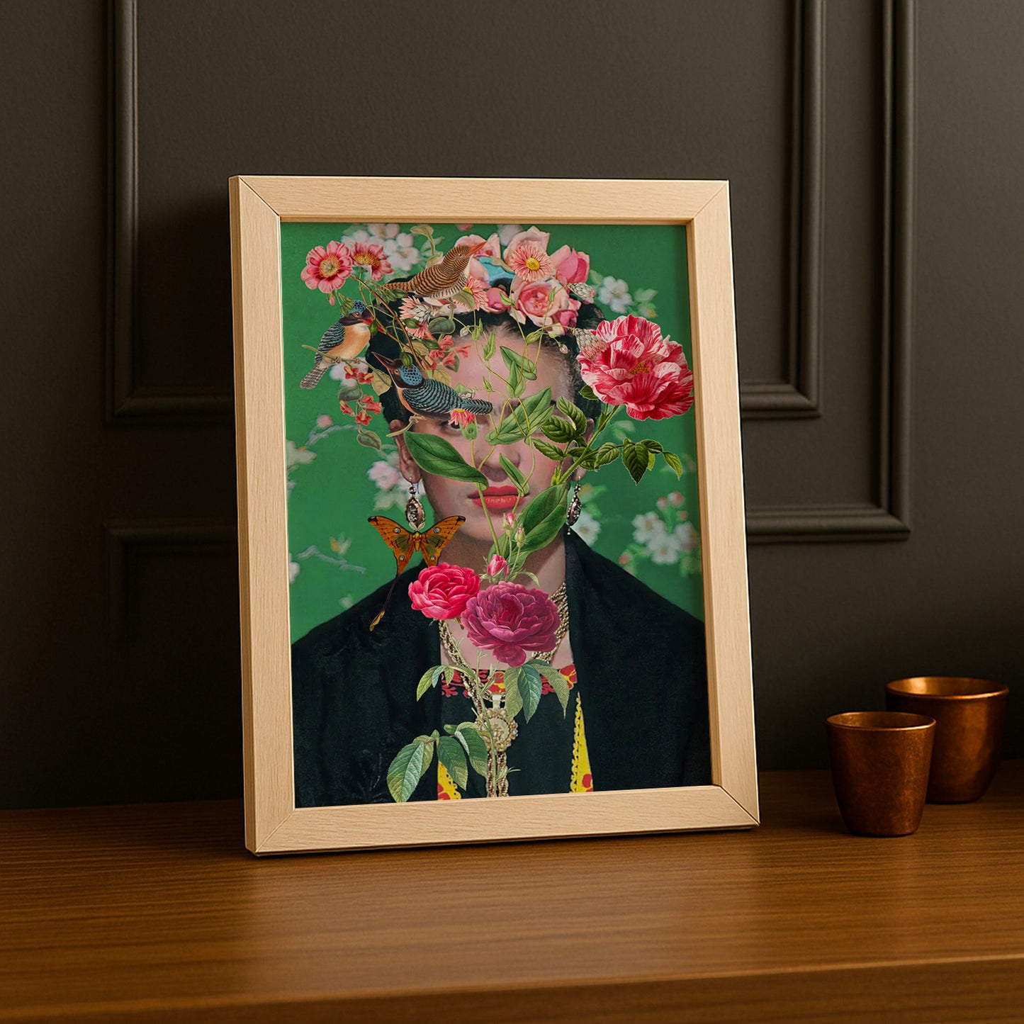 Cadre photo Frida Kahlo Fleurs