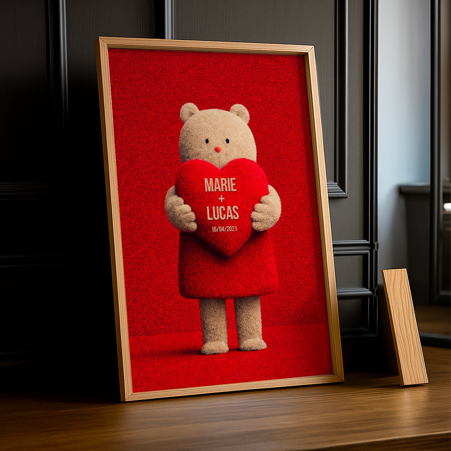 Cadre Photo Personnalisé – Saint-Valentin Ours détail design