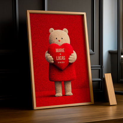 Cadre Photo Personnalisé – Saint-Valentin Ours détail design