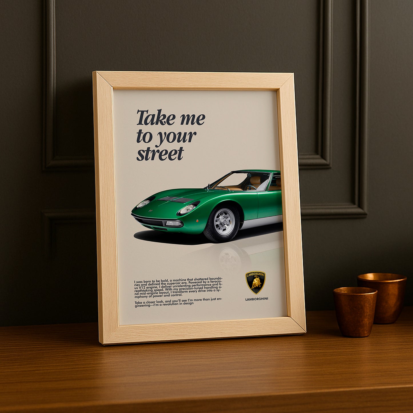 Cadre photo Lamborghini Take me to your street