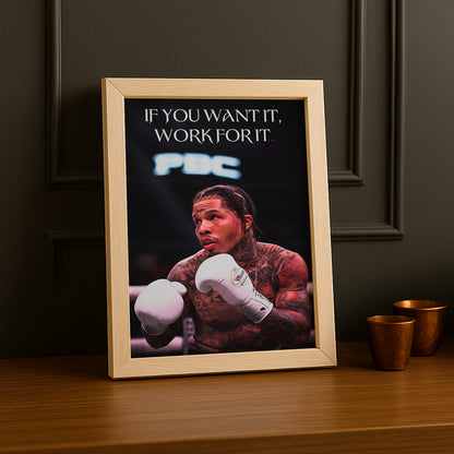 Cadre Photo Boxe - Gervonta Davis "If You Want It, Work For It"