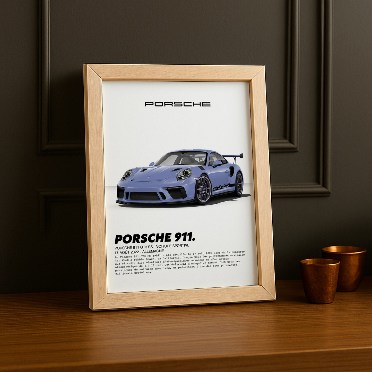 Cadre photo Porsche 911 GT3 RS Lila