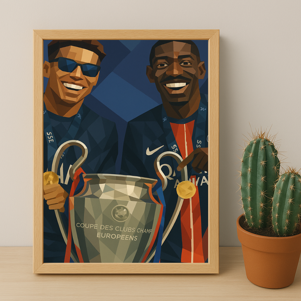 Cadre photo PSG illustration Dembélé x Hakimi