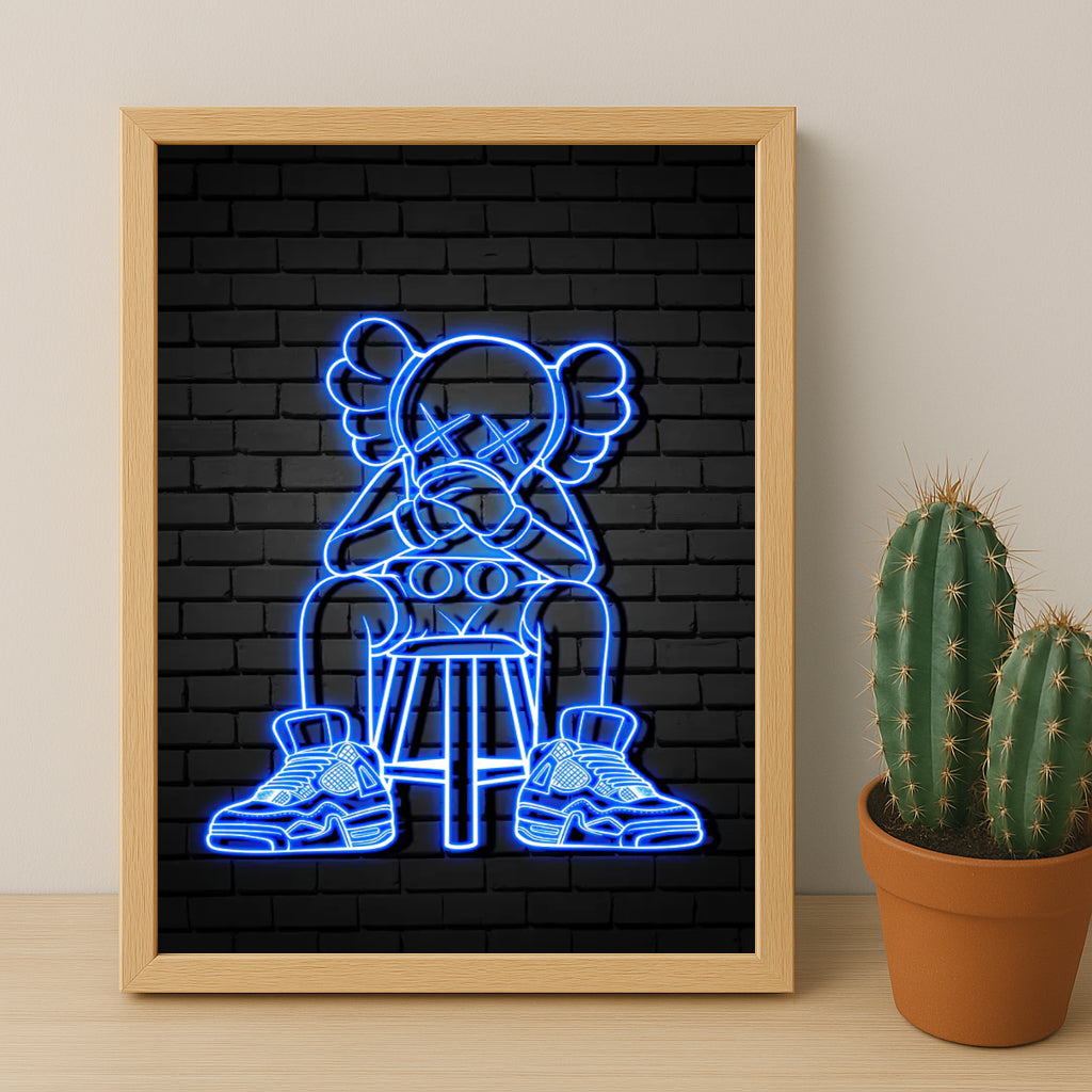 Cadre photo Kaws - Led Bleu