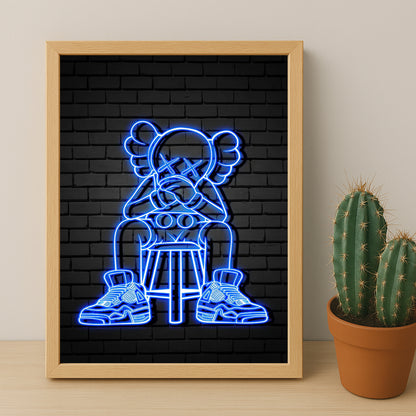 Cadre photo Kaws - Led Bleu