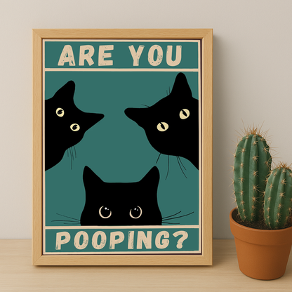 Cadre photo 3 Chat Are You Pooping