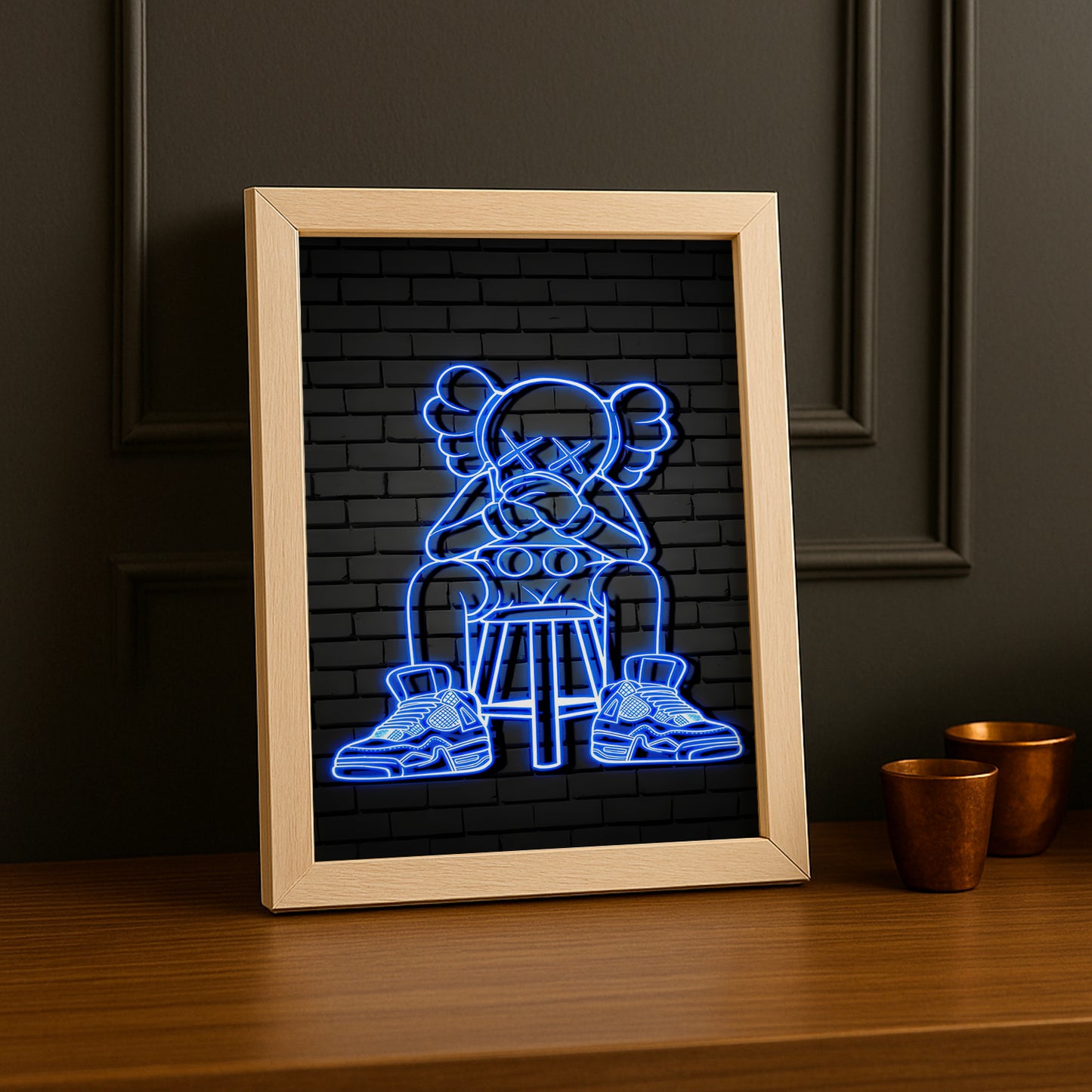 Cadre photo Kaws - Led Bleu