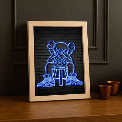 Cadre photo Kaws - Led Bleu