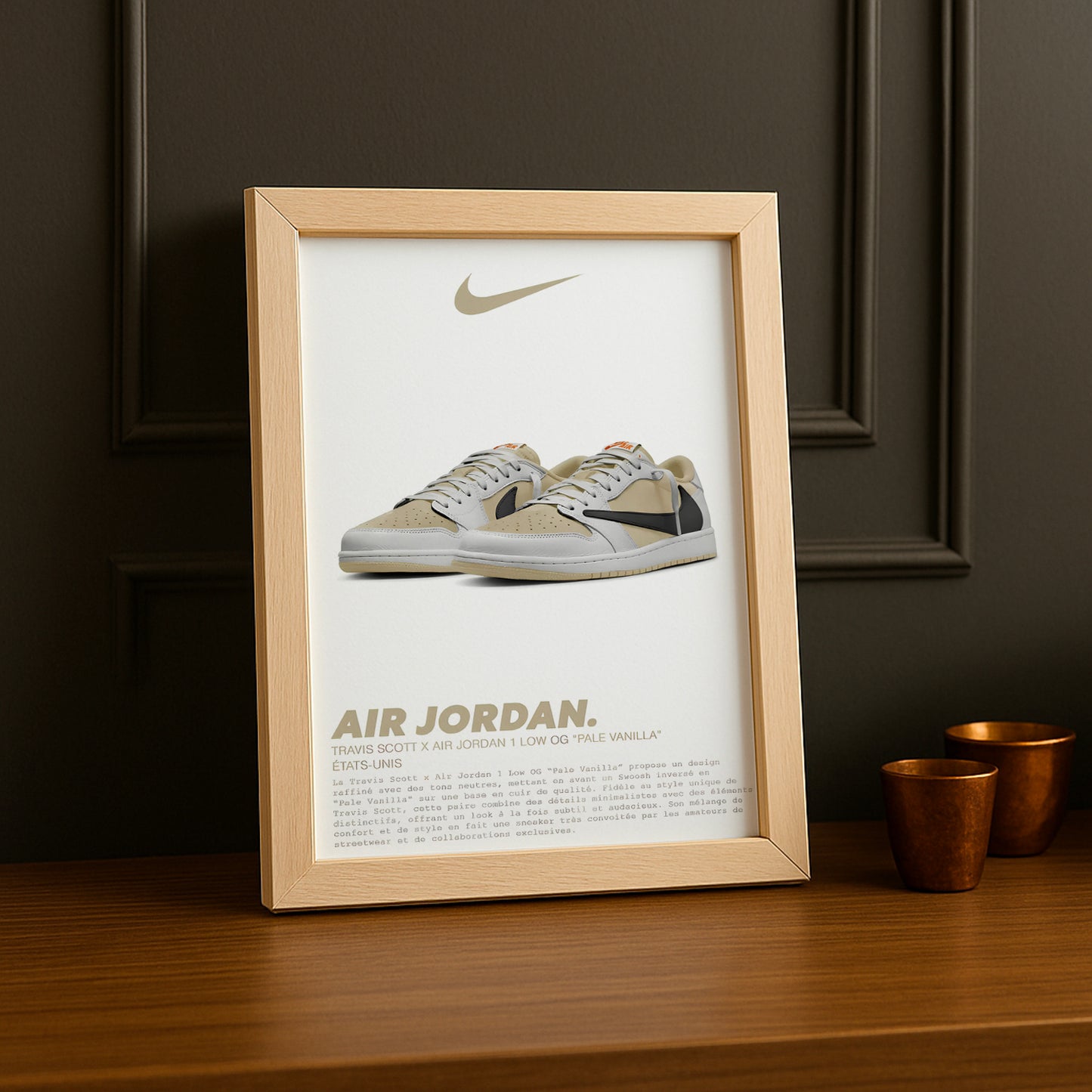 Cadre photo Travis Scott x Air Jordan 1 Low OG Pale Vanilla