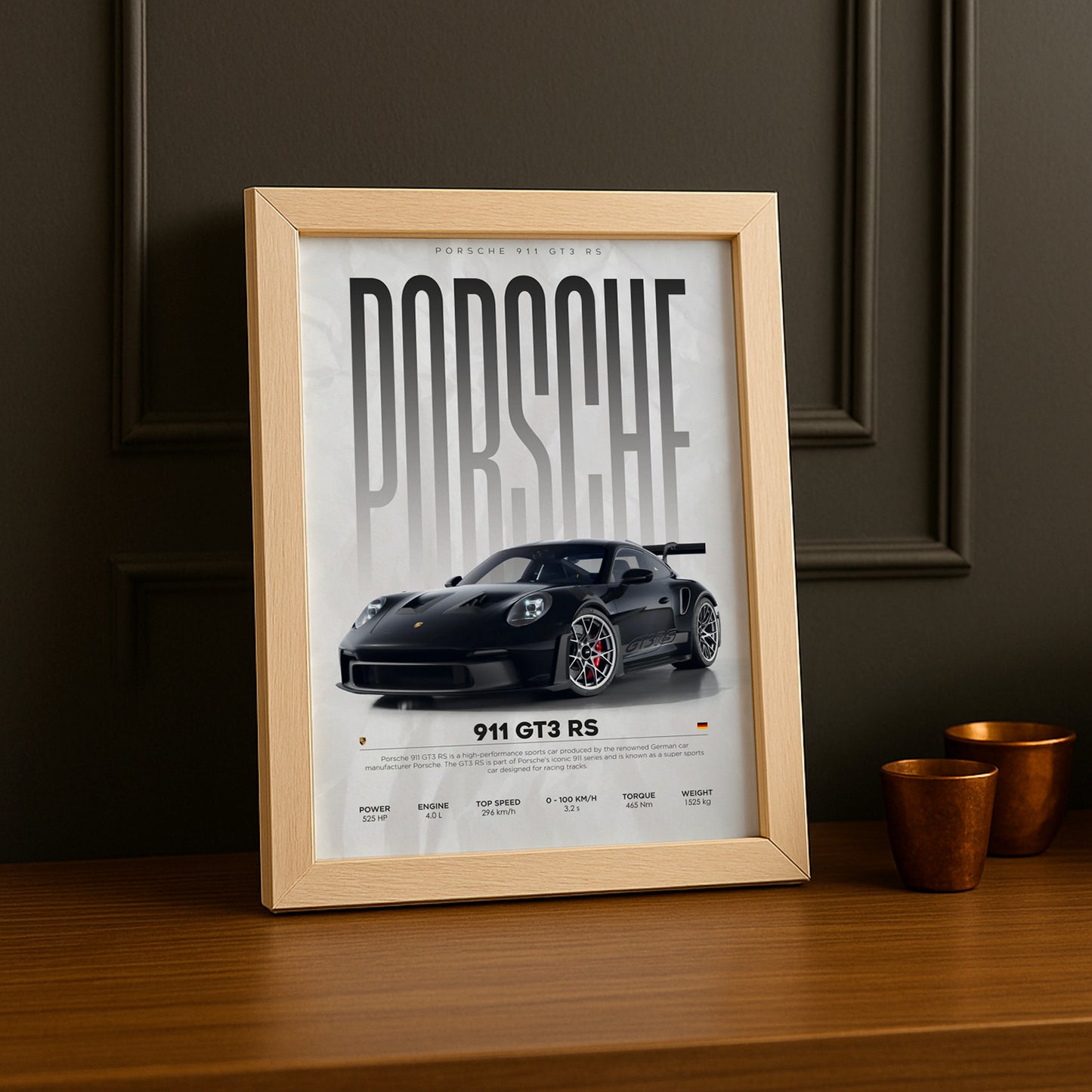 Cadre photo Porsche GT3 RS 911 noir