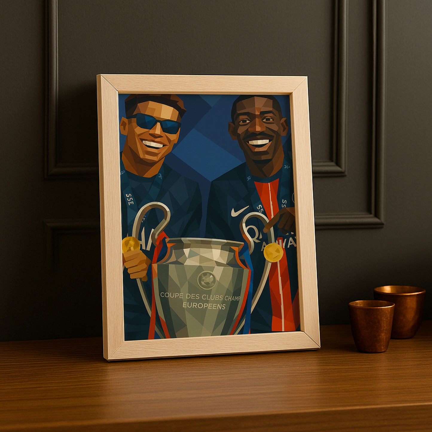 Cadre photo PSG illustration Dembélé x Hakimi