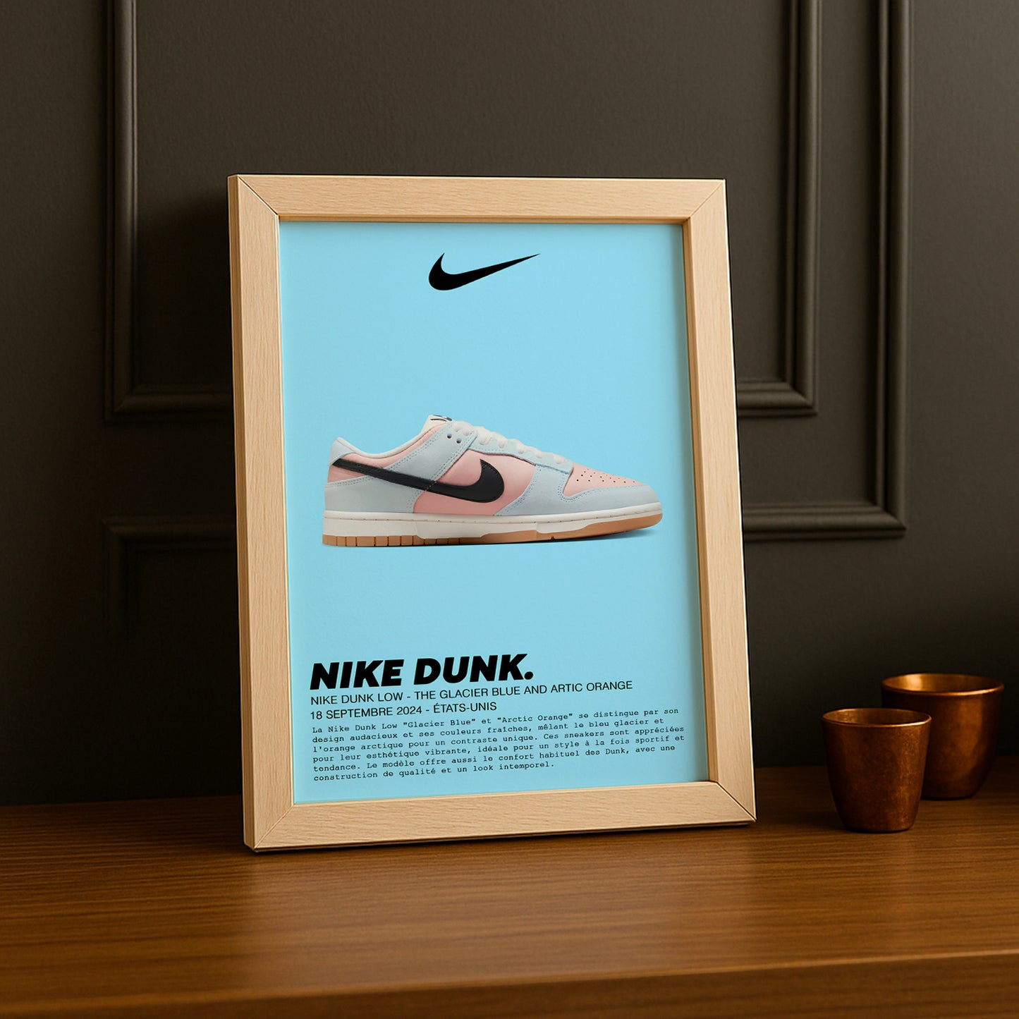 Cadre photo Nike Dunk Low The Glacier Blue and Artic Orange