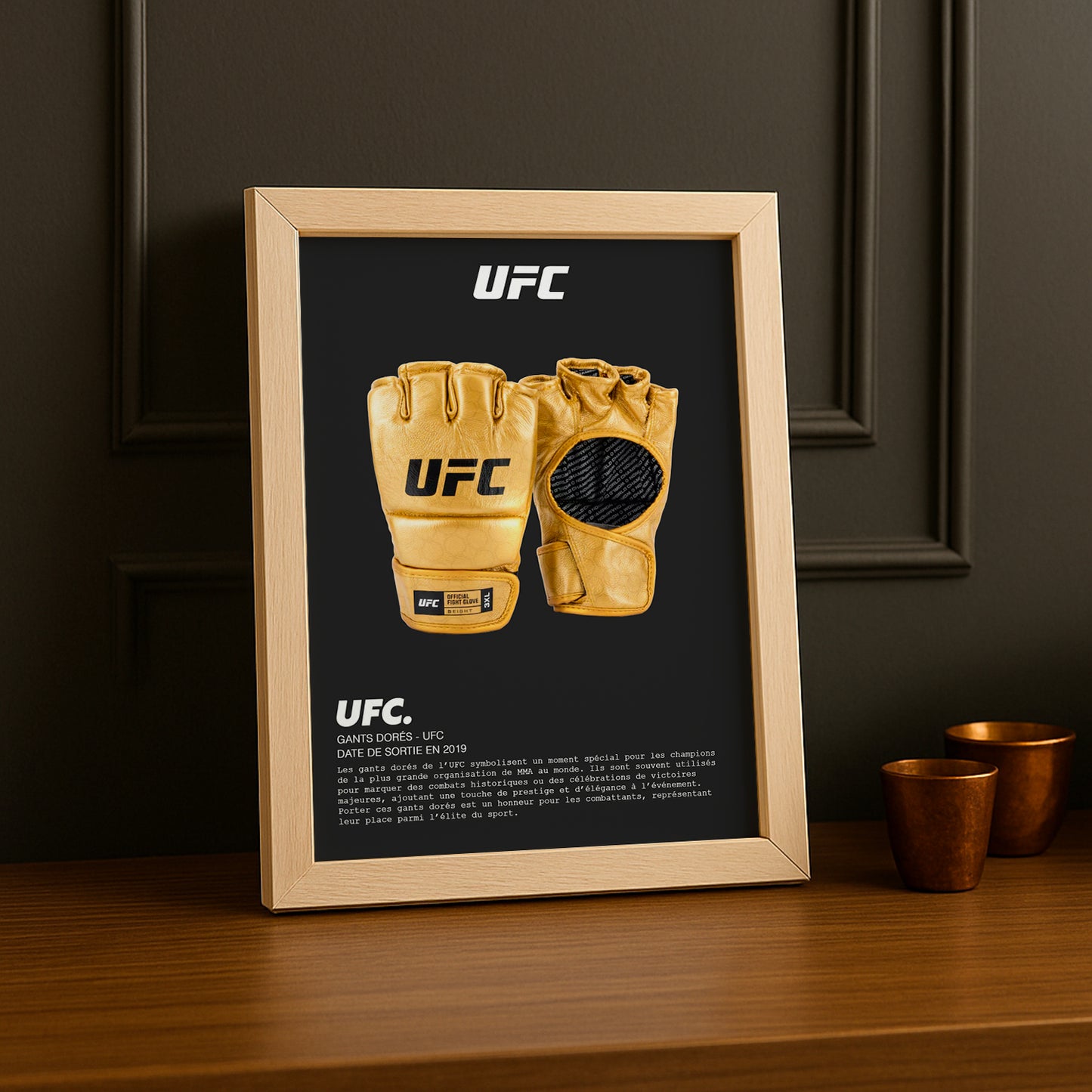 Cadre photo Gants dorés UFC