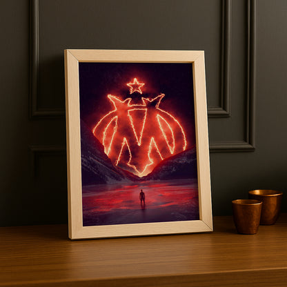 Cadre Photo Olympique de Marseille - Logo Enflammée