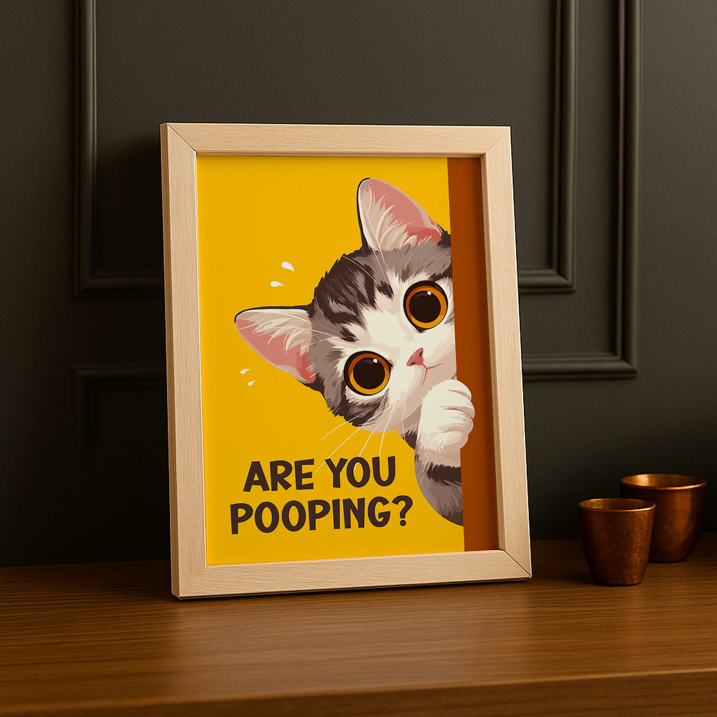 Cadre photo Chat mignon Are You Pooping ?