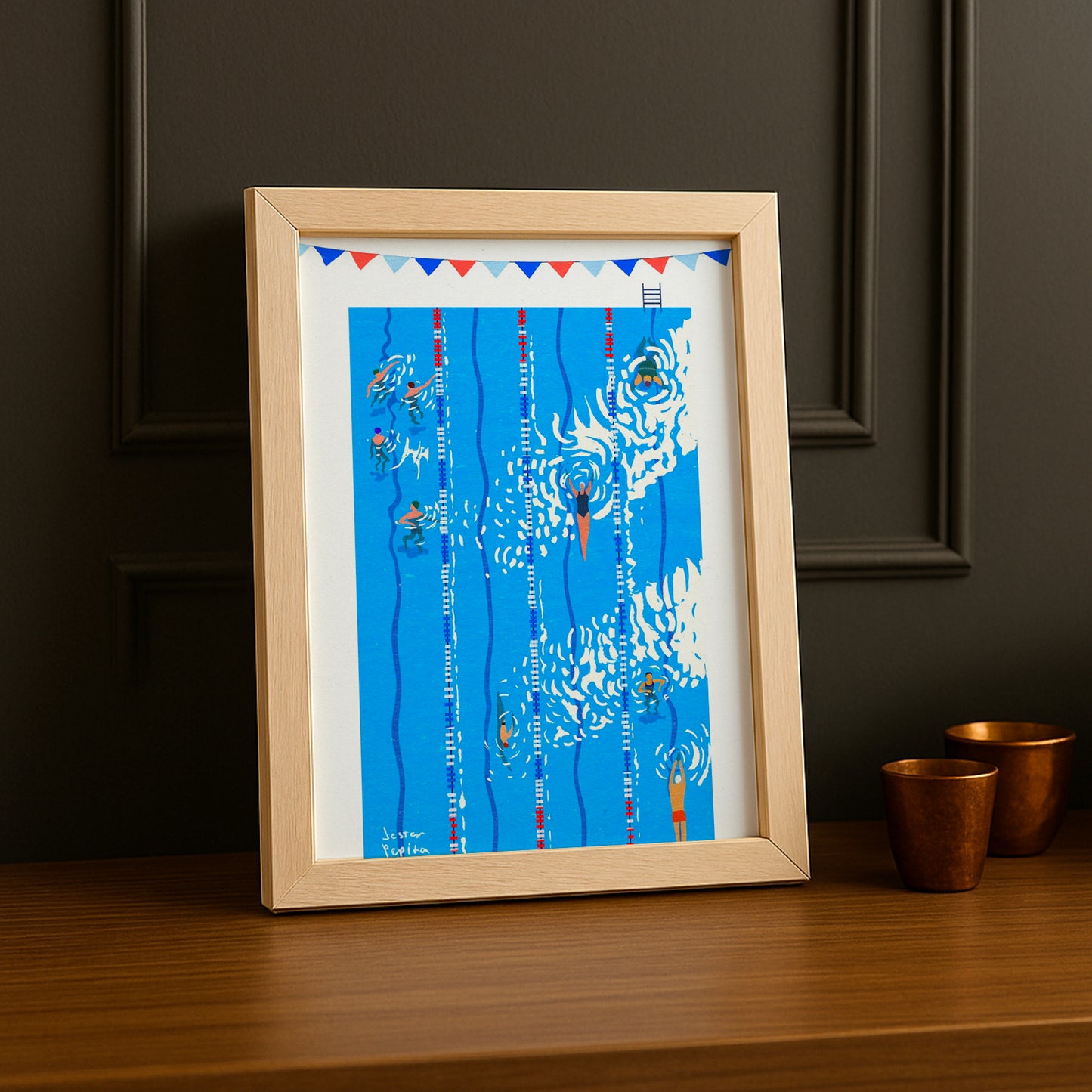 Cadre Photo Natation - Dessin Piscine