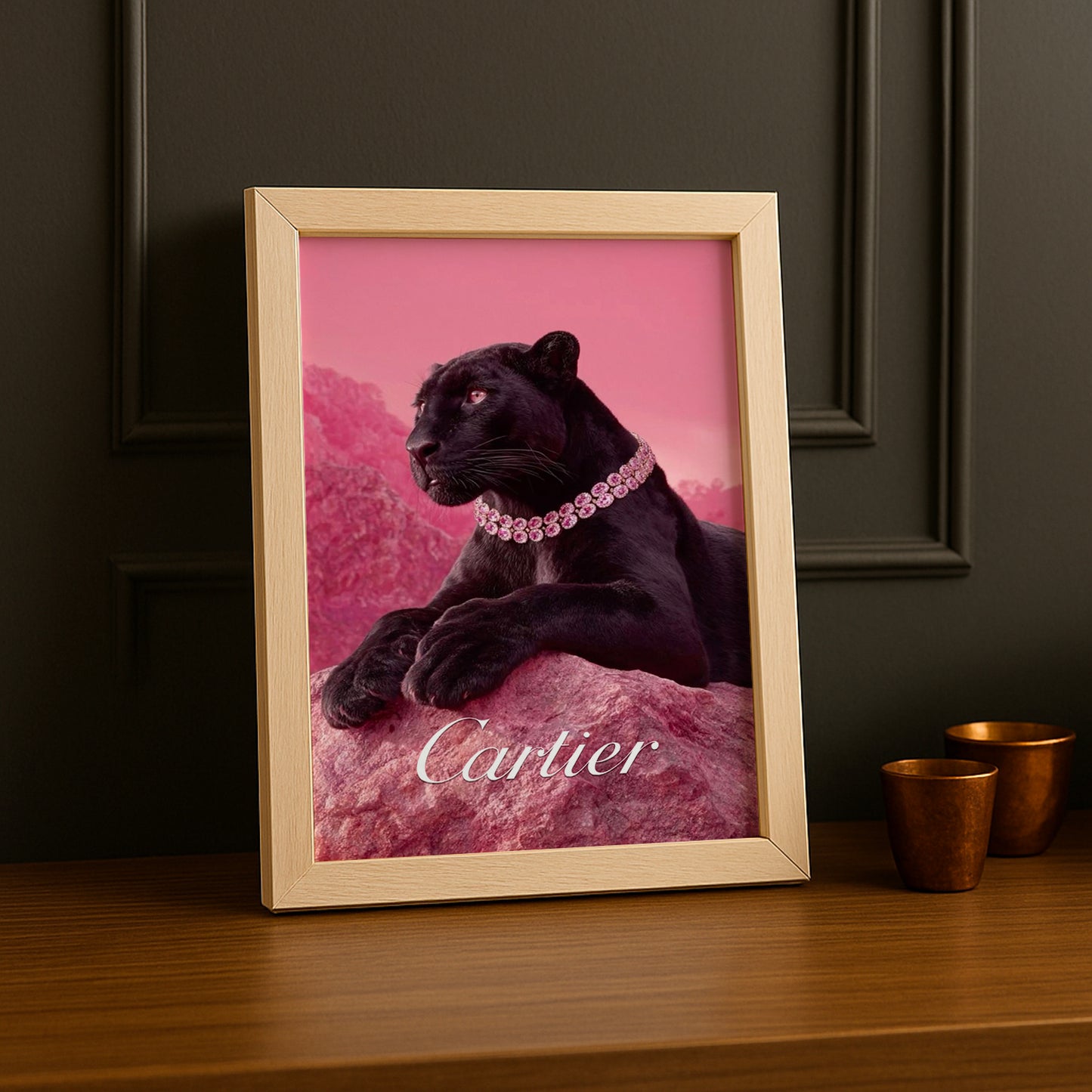 Cadre photo Cartier - Panthère noir x rose
