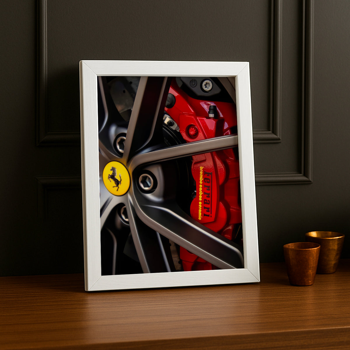 Cadre Étrier de Frein Ferrari Rouge – Affiche Déco Automobile TonCadre