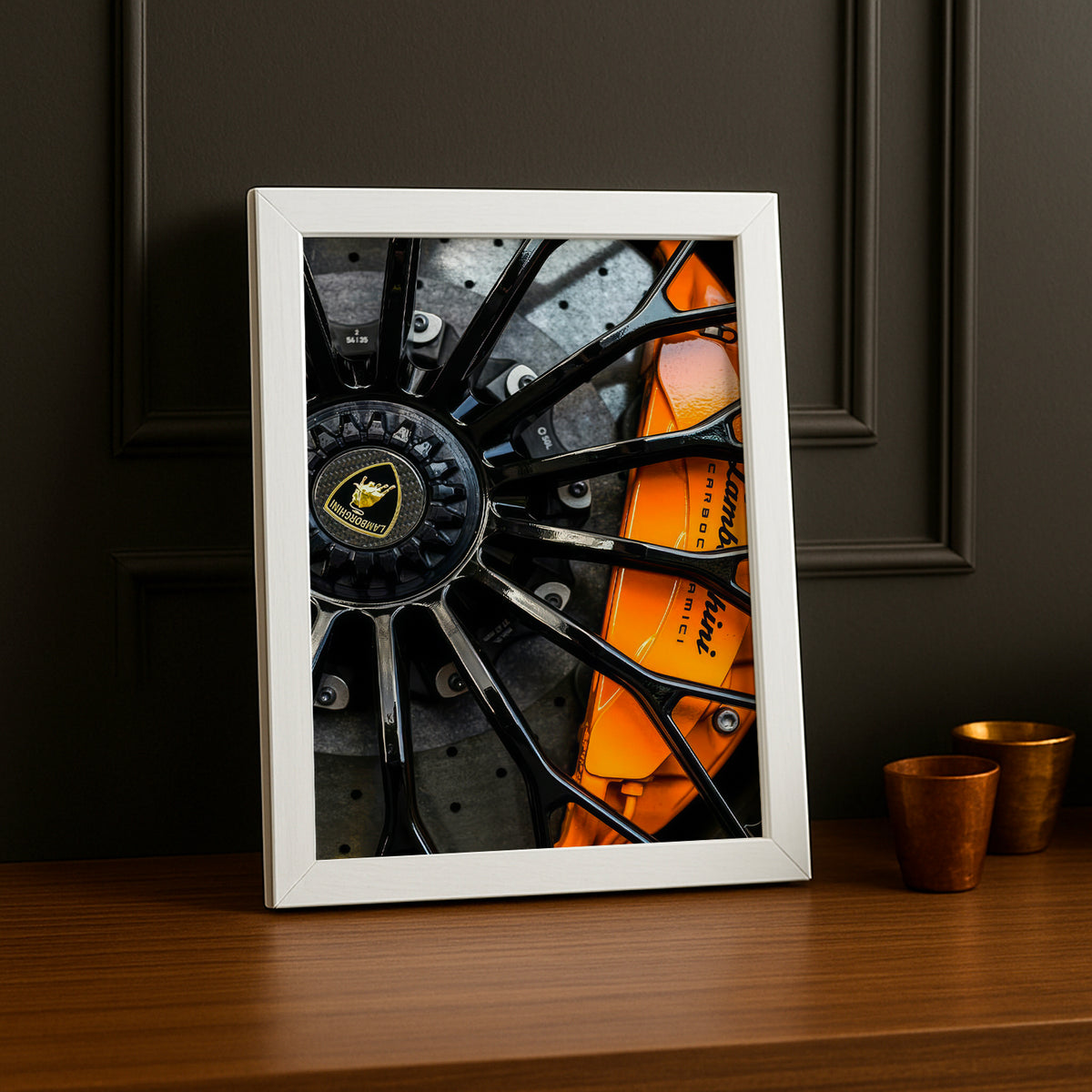 Cadre Étrier de Frein Lamborghini Orange – Affiche Déco Automobile TonCadre