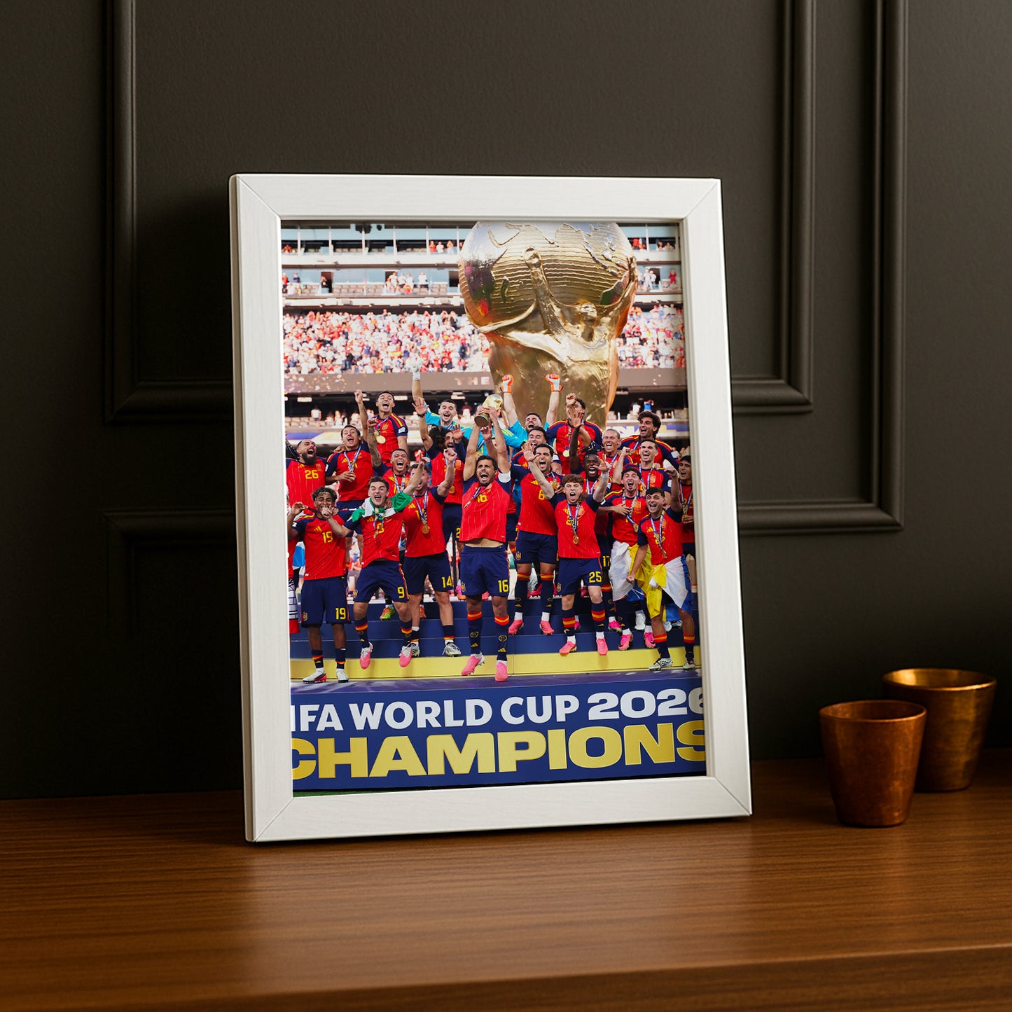 Cadre Photo Espagne Championne du Monde 2026 – Célébration Trophée TonCadre