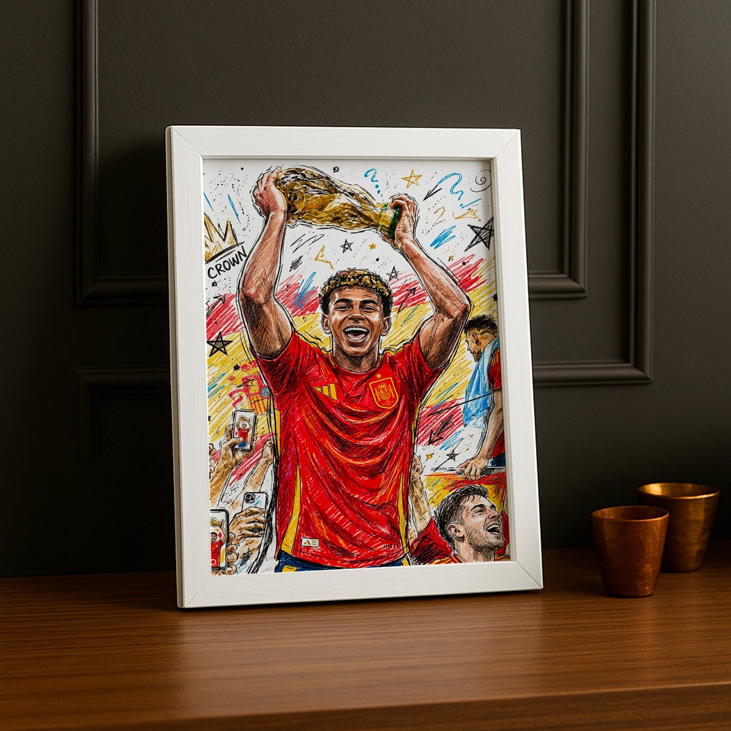 Cadre Photo Lamine Yamal Crown – Dessin Croquis Coupe du Monde TonCadre