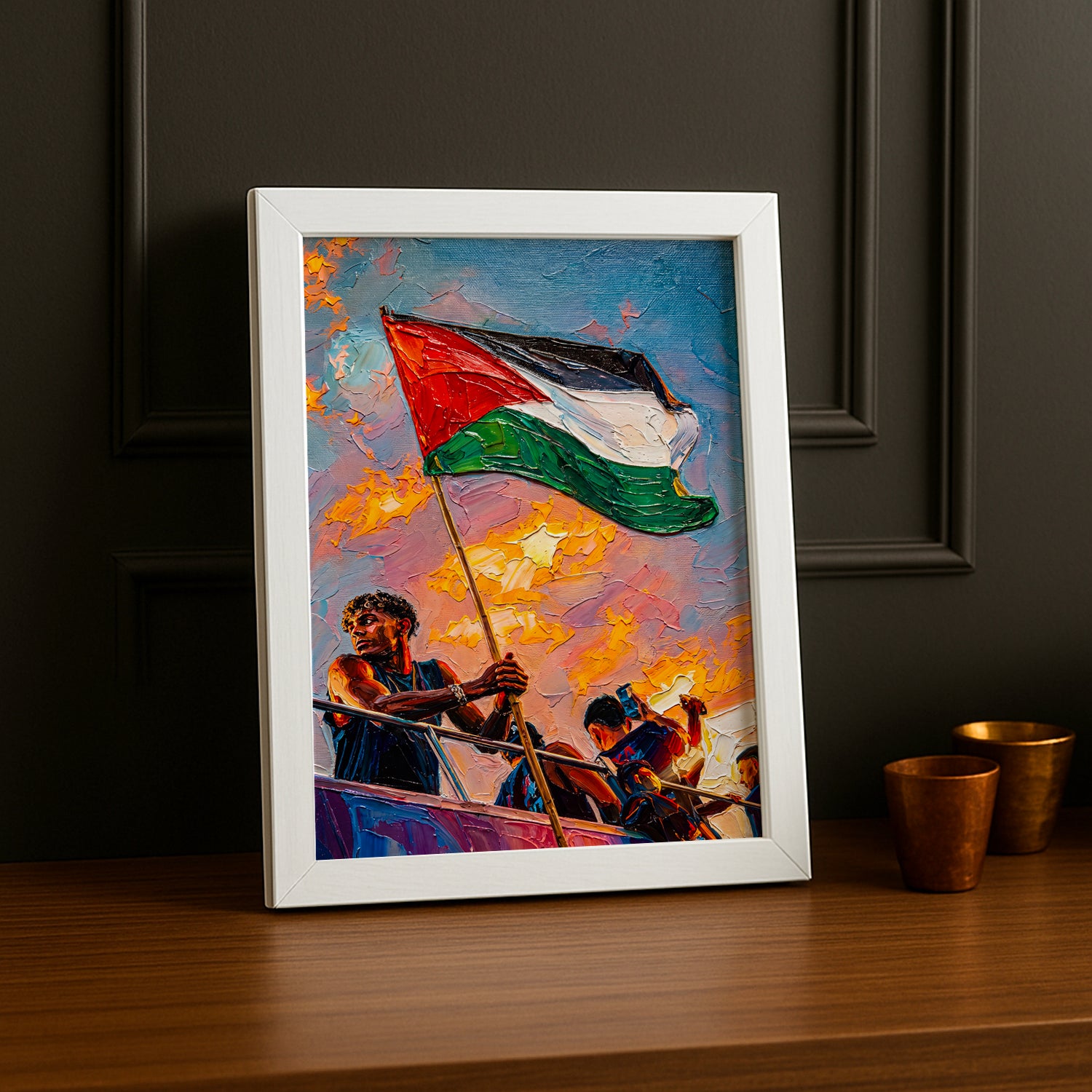 Cadre Photo Lamine Yamal Drapeau Palestine – Tableau Style Peinture TonCadre