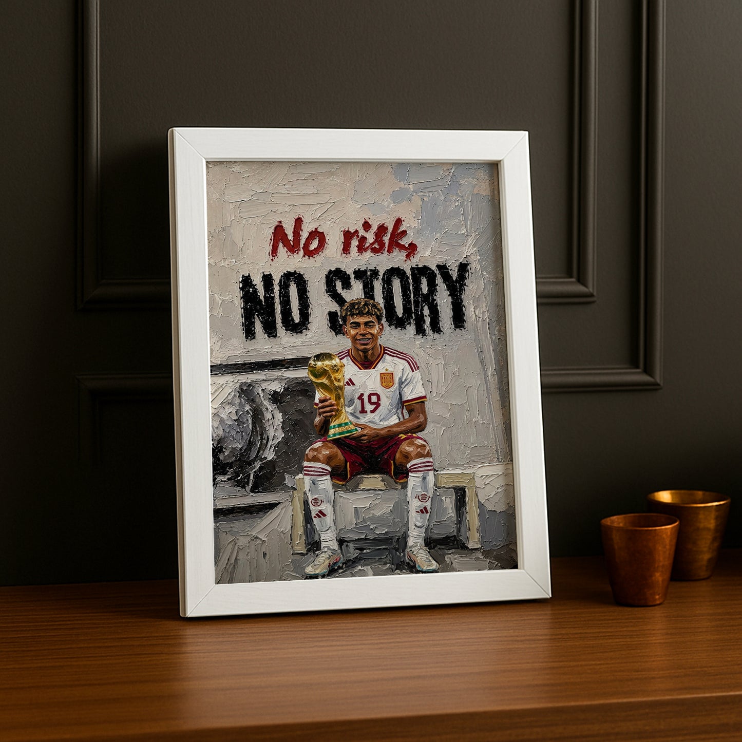 Cadre Photo Lamine Yamal – "No Risk, No Story" Espagne Champion Coupe du Monde 2026 TonCadre