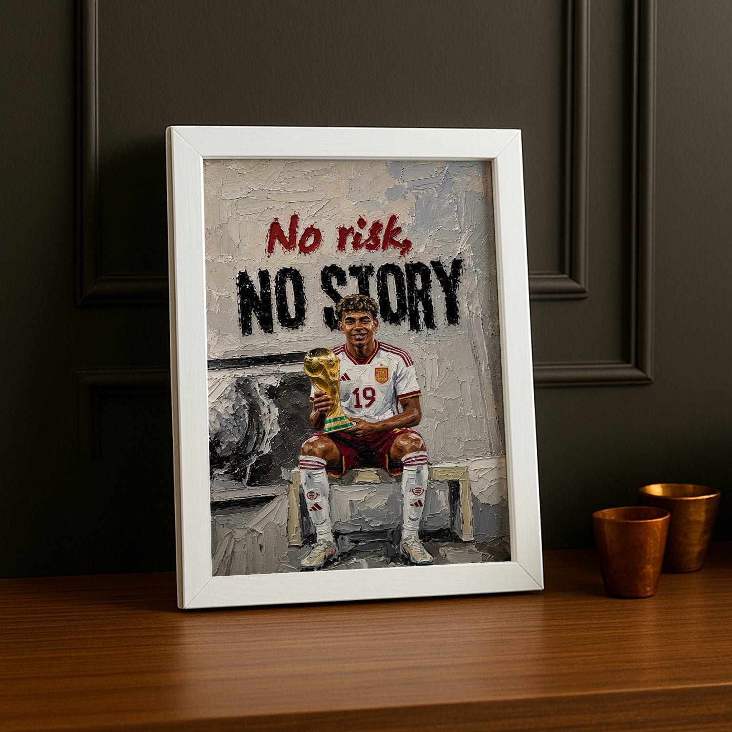 Cadre Photo Lamine Yamal – "No Risk, No Story" Espagne Champion Coupe du Monde 2026 TonCadre