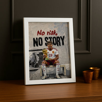 Cadre Photo Lamine Yamal – "No Risk, No Story" Espagne Champion Coupe du Monde 2026 TonCadre