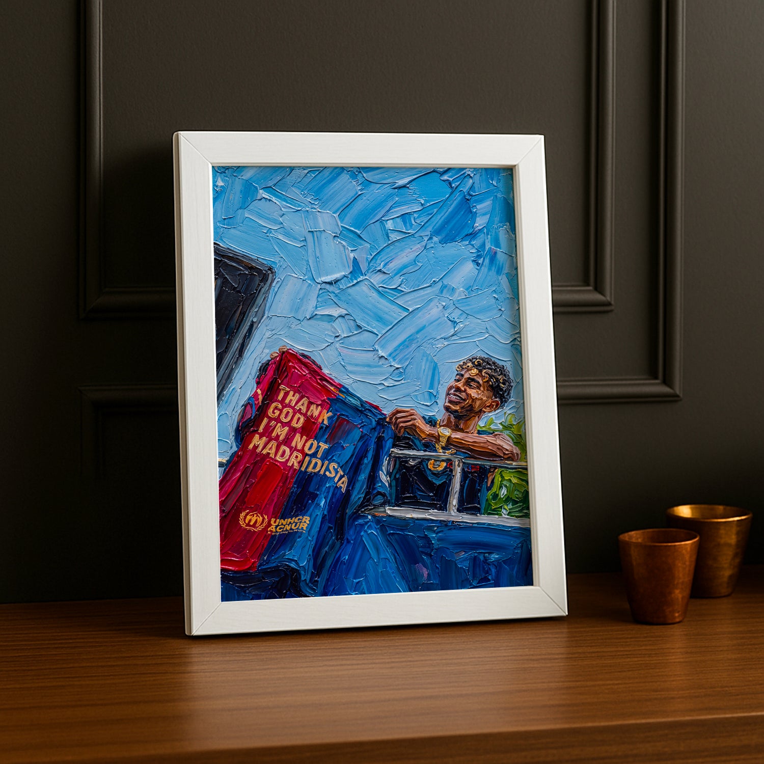 Cadre Photo Lamine Yamal – "Thank God I'm Not Madridista" | Art Peinture à l'Huile TonCadre