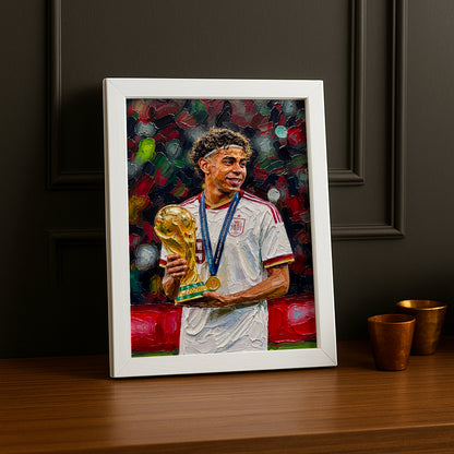 Cadre Photo Lamine Yamal Trophée Coupe du Monde – Tableau Peinture TonCadre