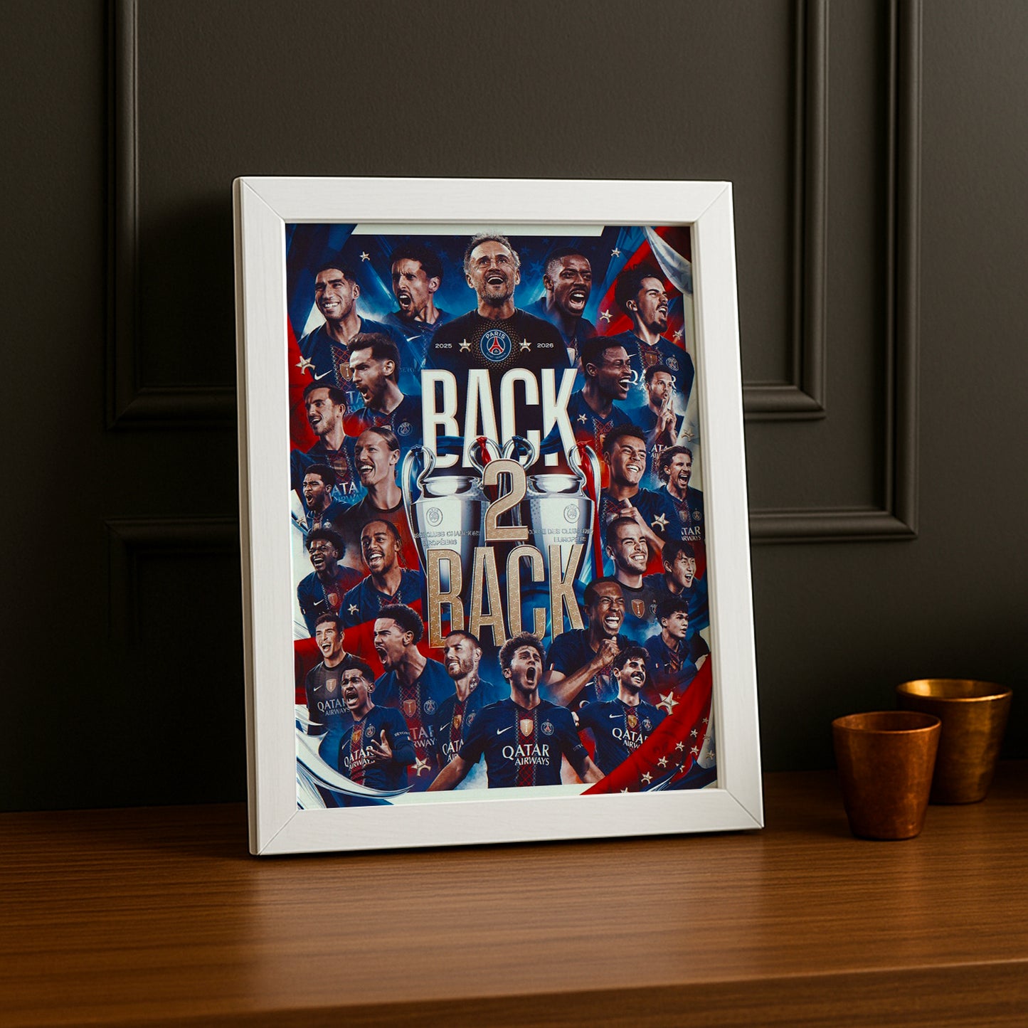 Cadre Photo PSG Back 2 Back – Champions League 2025 & 2026 | Paris Saint-Germain TonCadre
