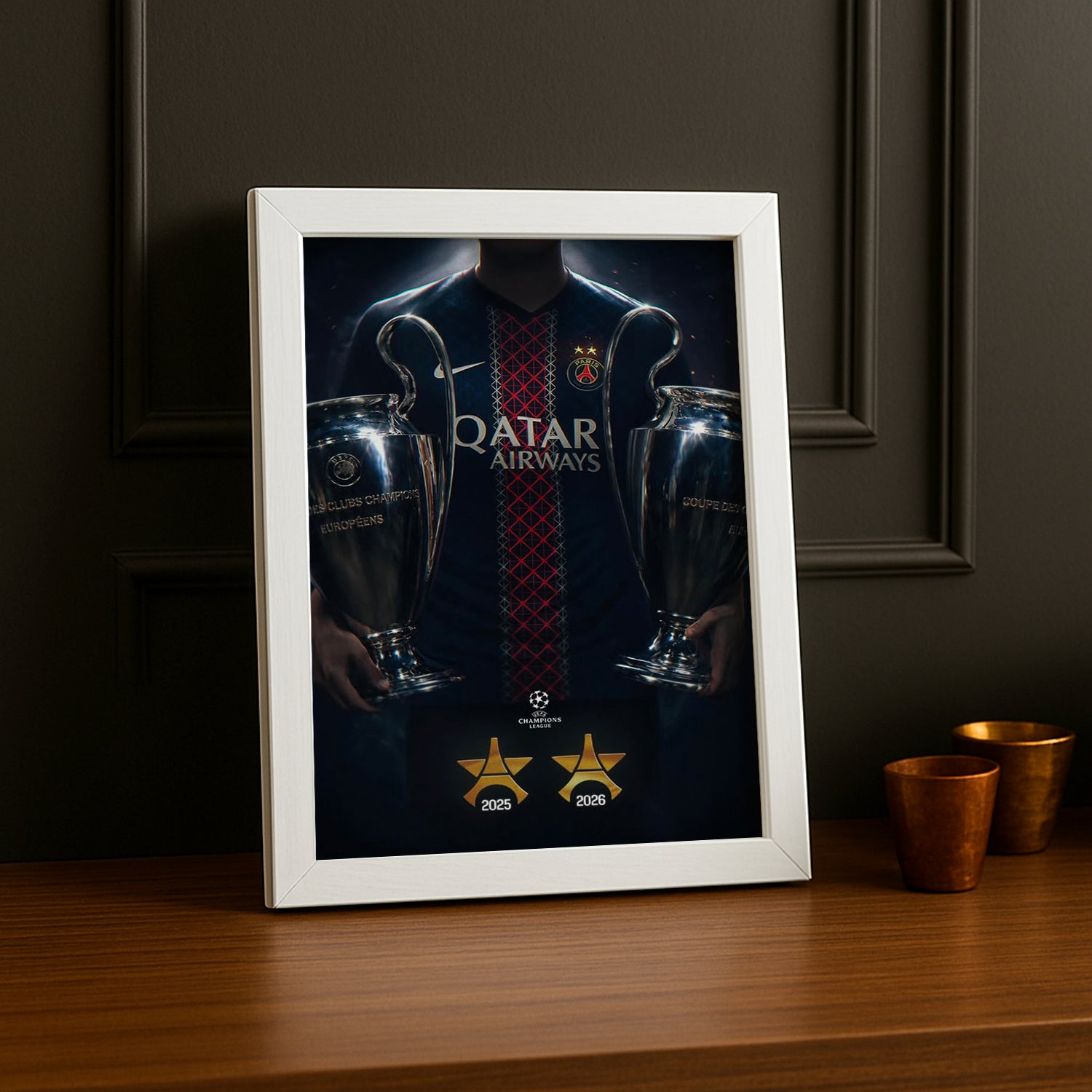 Cadre Photo PSG – Back 2 Back Champions League 2025 & 2026 | Deux Trophées TonCadre
