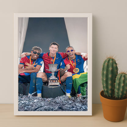Poster encadrée FC Barcelone - Yamal, Lewandowski, Raphinha