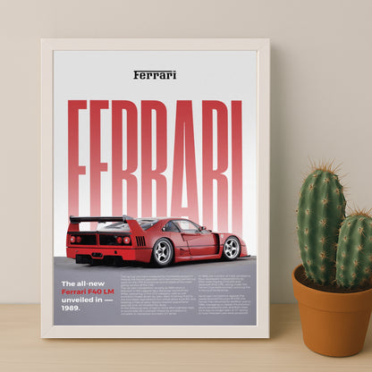Poster Voitures - Ferrari F40 LM