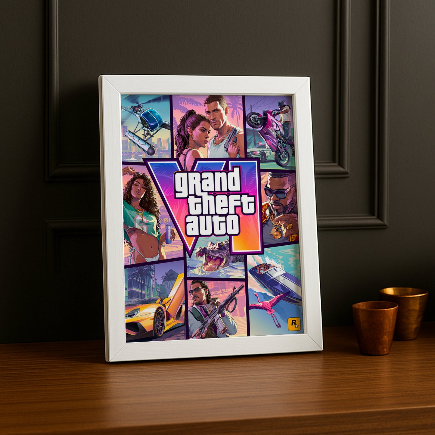 Poster Grand Theft Auto VI – Jacket Cover Encadré TonCadre