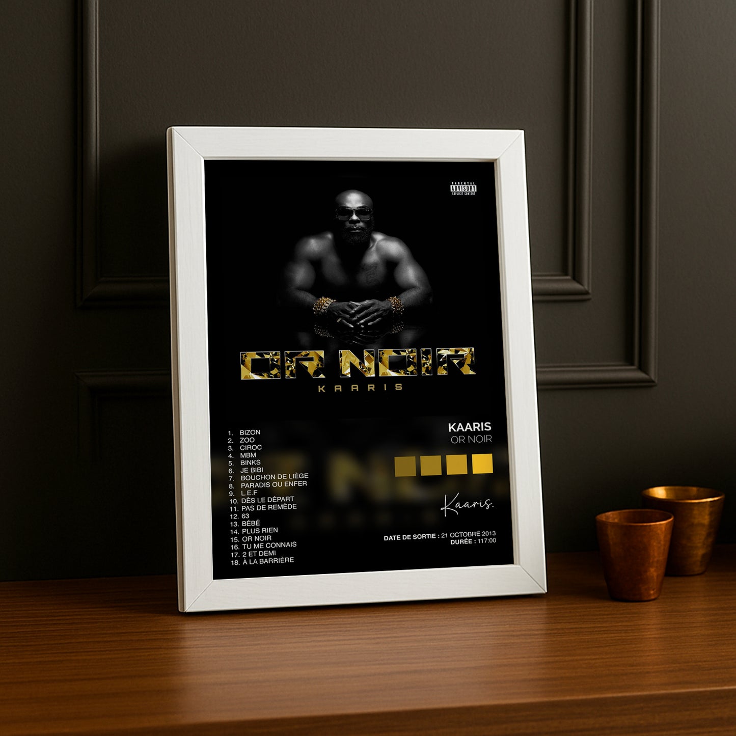 Cadre Photo Kaaris - Or Noir