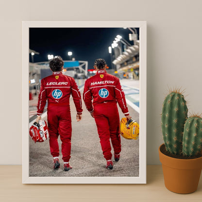 Poster encadrée Formule 1 - Charles Leclerc x Lewis Hamilton