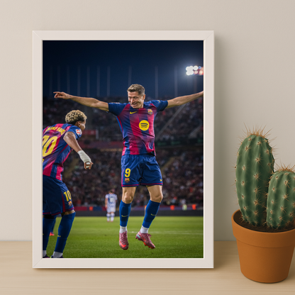 Poster encadrée FC Barcelone - Lewandowski x Yamal
